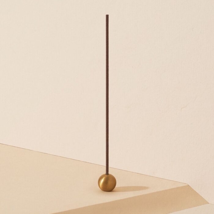 Bodha Ritual Incense Holder - Sphere: Solid brass incense burner with wabi-sabi finish, resembling modern art.