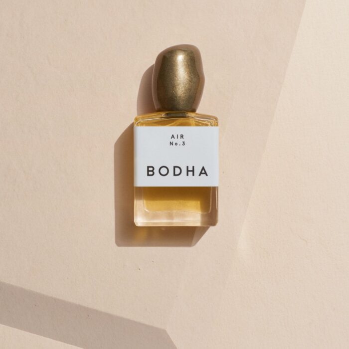 Bodha Air Vibration Perfume Oil - Bright, spacious fragrance of spring blossoms, crisp melon & ocean breeze. 15ml hand-made oil with a hand-cast bronze lid, glass roller bottle, and compostable box.