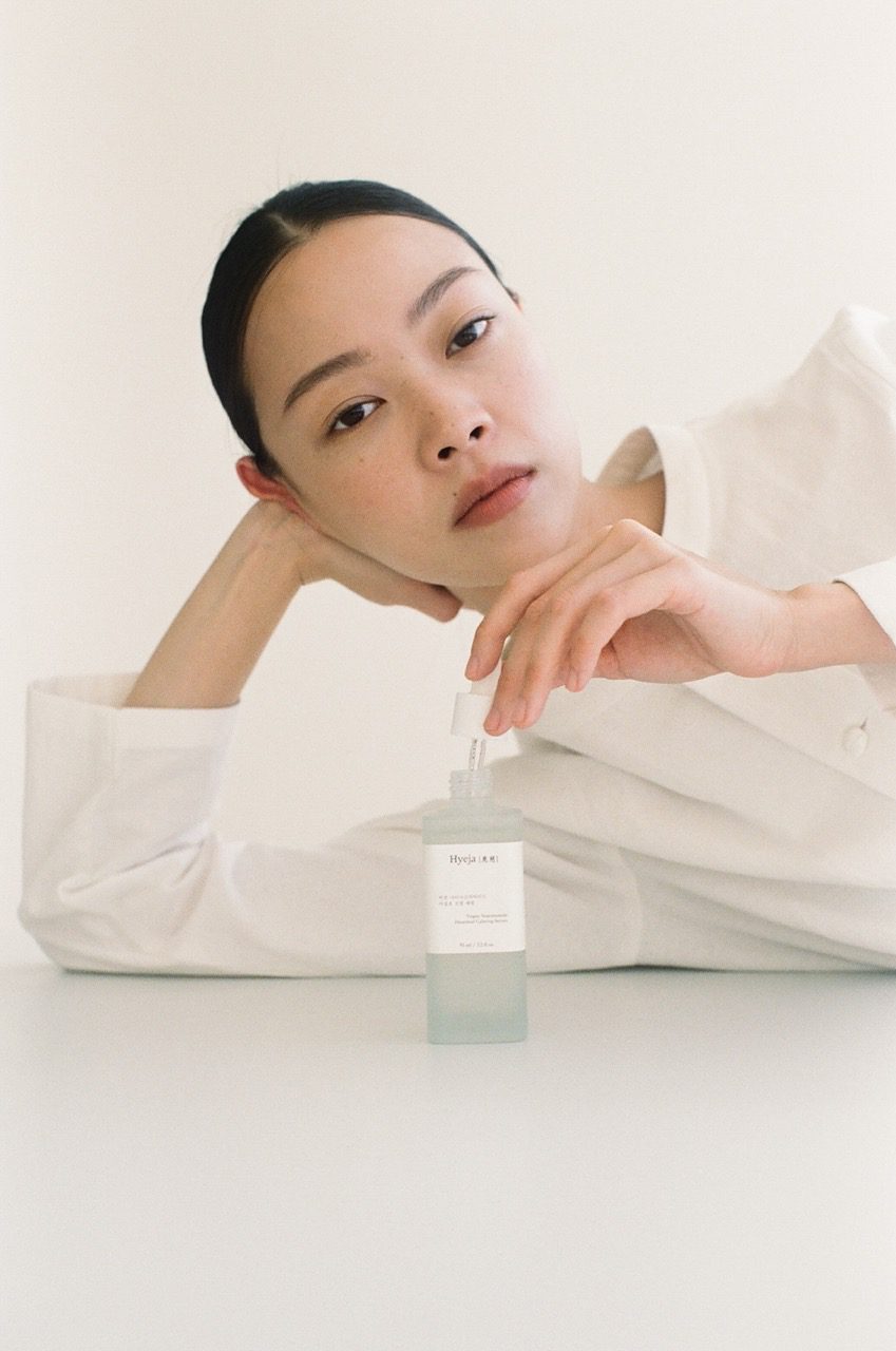 Hyeja Niacinamide Calming Serum bottle with botanical ingredients.